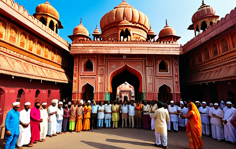 **Prompt:** A vibrant street scene in India. A Hindu temple, Islamic mosque, and Christian church stand side-by-side. People of different faiths celebrate a shared festival, like Diwali or Holi, with music, colors, and joyful expressions. Focus on the harmony and coexistence of diverse religious communities.