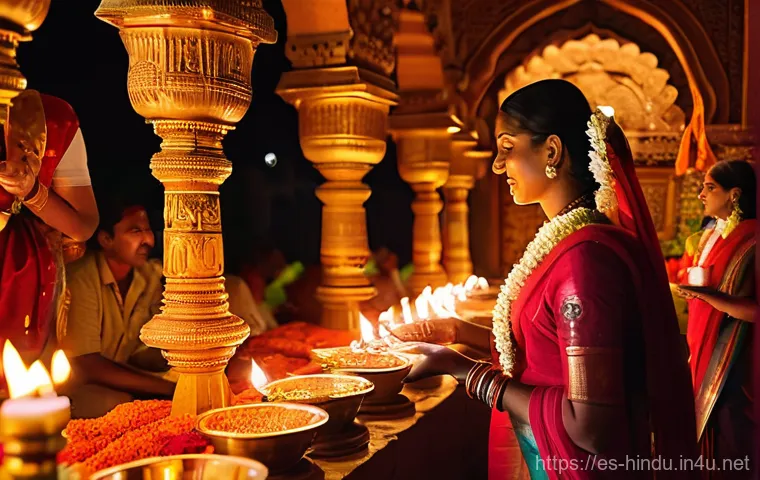 힌두교와 자이나교 비교 - Prompt 1: Vibrant Hindu Temple Puja**
