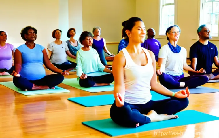 힌두교 철학 요가파 - **Dynamic Vinyasa Flow in a Modern Studio**
    "An energetic image capturing a woman, in her mid-20...
