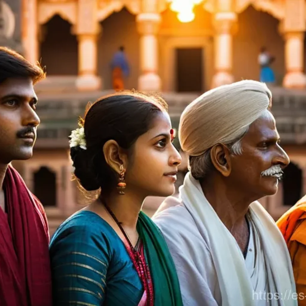 힌두교와 인도 독립운동 - **Prompt 1: The Soul of Resistance**
    "A majestic, ancient Hindu temple in Southern India, bathed...