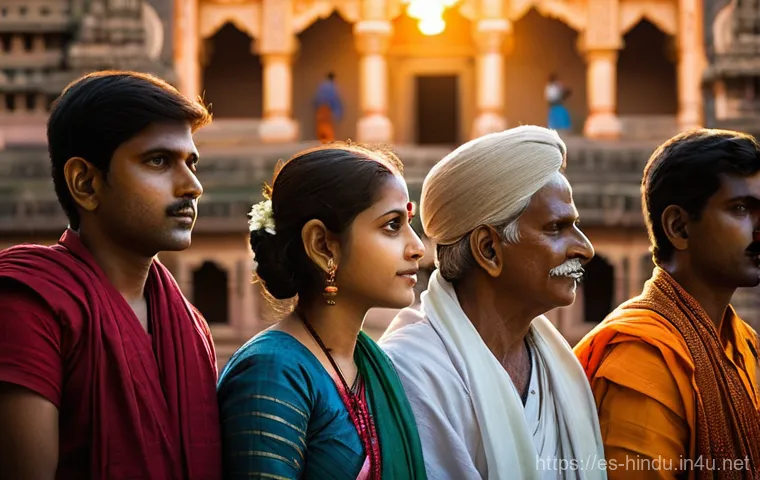 힌두교와 인도 독립운동 - **Prompt 1: The Soul of Resistance**
    "A majestic, ancient Hindu temple in Southern India, bathed...