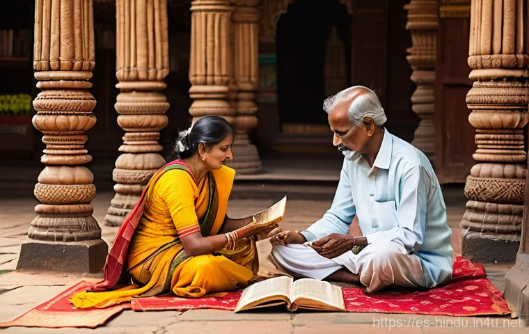 힌두교와 인도 드라비다족 - **A lively South Indian daily life scene, showcasing the rich culinary and performing arts tradition...