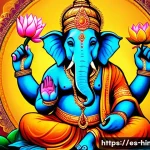 Home 21 힌두교 가네샤 숭배 - A detailed and vibrant illustration of Ganesha with an elephant head symbolizing wisdom and clarity,...